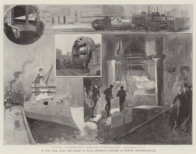 Trabajando de nuevo, la fabricación de armamentos navales, bocetos en Elswick, Newcastle-on-Tyne de Henry Charles Seppings Wright